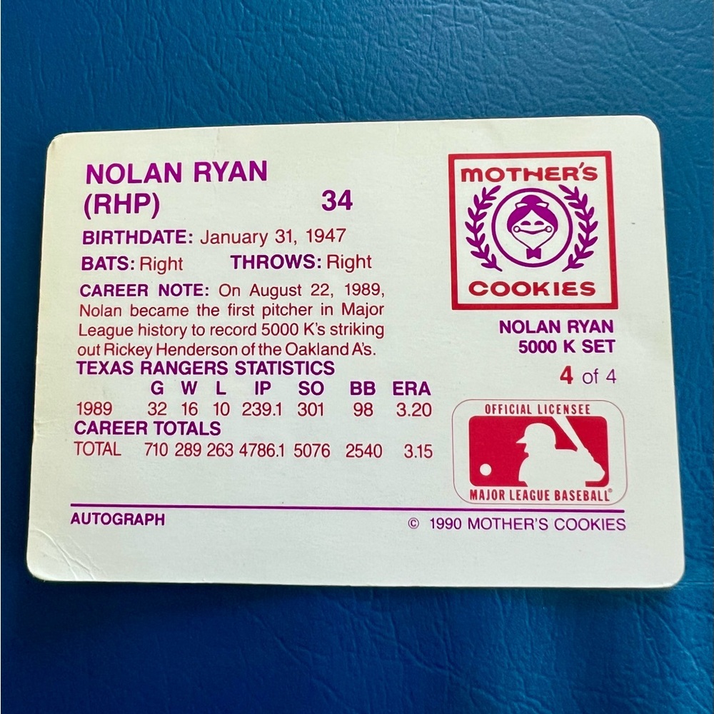 Texas Rangers Baseball Card - Picture 2 of 2